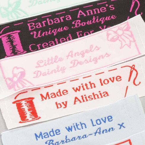 25 Personalized 100% Woven Sewing Labels 1" Wide - Made by Label Weavers in Kuwait