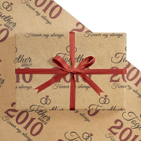 RUSPEPA 50th Golden Anniversary Wrapping Paper, Mini Roll, Together Since 1975" Text Design Kraft Paper, Gift Wrapping Paper Roll for Wedding Anniversary, Party, 17 in x 16.4 ft in Saudi Arabia