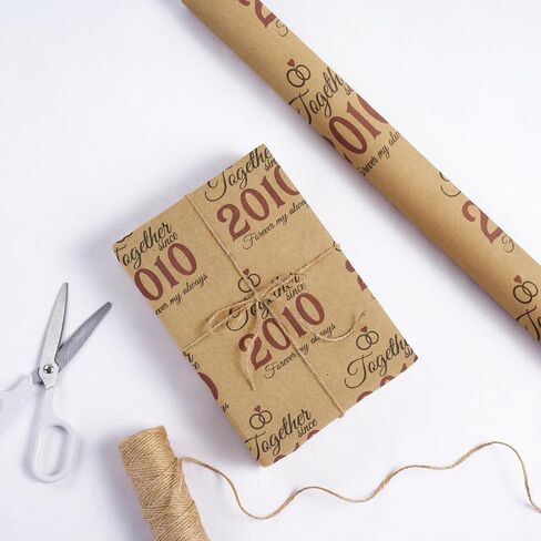RUSPEPA 50th Golden Anniversary Wrapping Paper, Mini Roll, Together Since 1975" Text Design Kraft Paper, Gift Wrapping Paper Roll for Wedding Anniversary, Party, 17 in x 16.4 ft in Saudi Arabia