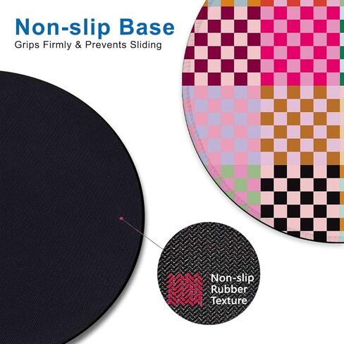 Desk Pad, Retro Colored Checkered Round Gaming Mouse Pad,Non-Slip Rubber Base Desk Mat with Stitched Edge,Small Mousepads for Laptop Computer 8.6x8.6Inch in Saudi Arabia
