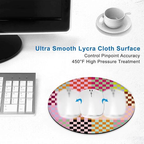 Desk Pad, Retro Colored Checkered Round Gaming Mouse Pad,Non-Slip Rubber Base Desk Mat with Stitched Edge,Small Mousepads for Laptop Computer 8.6x8.6Inch in Saudi Arabia