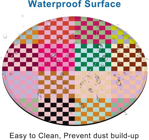 Desk Pad, Retro Colored Checkered Round Gaming Mouse Pad,Non-Slip Rubber Base Desk Mat with Stitched Edge,Small Mousepads for Laptop Computer 8.6x8.6Inch in Saudi Arabia