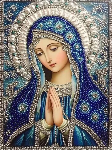 LXTONG Virgin Mary Prayer Diamond Art Kits for Adults, Virgin Mary Diamond Art Painting, Religion Crystal Rhinestones Diamond Painting for Beginners Home Wall Decor (12X16 inches) in Kuwait
