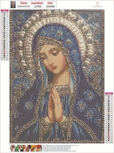 LXTONG Virgin Mary Prayer Diamond Art Kits for Adults, Virgin Mary Diamond Art Painting, Religion Crystal Rhinestones Diamond Painting for Beginners Home Wall Decor (12X16 inches) in Kuwait