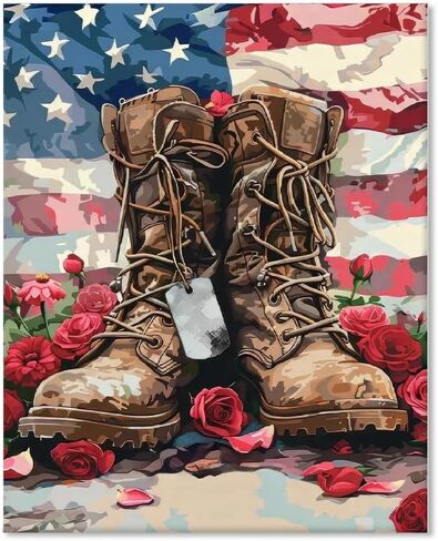 GOUGOUFAFA Independence Day Diamond Painting Kits- 4 of July Boots Diamond Art Kits for Adults, 5D Diamond Painting Tools for Gift Home Wall Decor(12x16inch) in Saudi Arabia