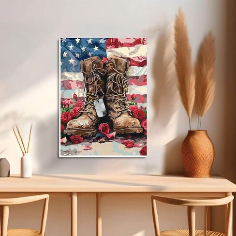 GOUGOUFAFA Independence Day Diamond Painting Kits- 4 of July Boots Diamond Art Kits for Adults, 5D Diamond Painting Tools for Gift Home Wall Decor(12x16inch) in Saudi Arabia