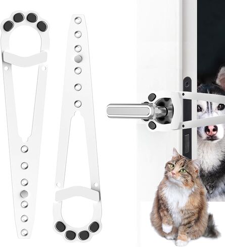 2 Pcs Cat Door Latch, Cat Door Stopper Pet Door Latch to Keep Dog Out of Litter Box and Food, Door Prop for Cat with 7 Adjustable Size, Keep Door Open 1.5" to 6" (White) in Kuwait