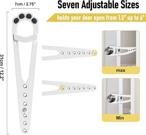 2 Pcs Cat Door Latch, Cat Door Stopper Pet Door Latch to Keep Dog Out of Litter Box and Food, Door Prop for Cat with 7 Adjustable Size, Keep Door Open 1.5" to 6" (White) in Kuwait