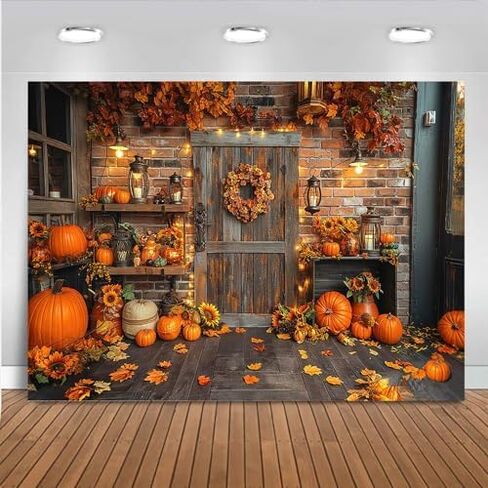 Mocsicka Fall Photography Backdrop Thanksgiving Autumn Pumpkin Harvest Day Background Sunflower Maple Leaves Fall Baby Shower Banner Decoration Party Supplies Photo Booth Prop(7x5ft) in Saudi Arabia