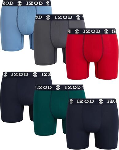 IZOD Men's Underwear - 6 Pack Sport Soft Performance Boxer Briefs (S-XL), Size X-Large, BlackBlueGreyCharcoalRed in Saudi Arabia