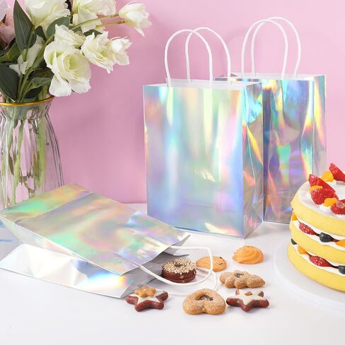 24 PCS Winter Snowflake Hife Facs ، Good Snowflake Goodie Bags Bass Bags Bass مع 24 ورقة من الأنسجة ، وأكياس Paper Party Party مع مقابض عيد ميلاد الشتاء الشتاء in Kuwait