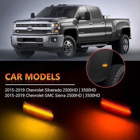 4 قطع مصباح LED أبيض للحاجز الجانبي للعلامة الجانبية للسرير الخلفي متوافق مع 2015-2020 Chevy Silverado، GMC Sierra 2500HD 3500HD للعجلة الخلفية استبدال مصابيح OEM LED Sidemarker in Saudi Arabia