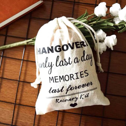 AOODOOM Bachelorette Party Favors Hangover Kit - 10 PCS (5'' x 7'') Party Favor Bags with 10 PCS Gift Tags and Cotton Drawstring for Wedding Survival Recovery Kit and Bridesmaid Gifts in Saudi Arabia