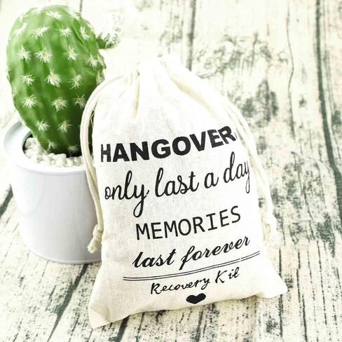 AOODOOM Bachelorette Party Favors Hangover Kit - 10 PCS (5'' x 7'') Party Favor Bags with 10 PCS Gift Tags and Cotton Drawstring for Wedding Survival Recovery Kit and Bridesmaid Gifts in Saudi Arabia