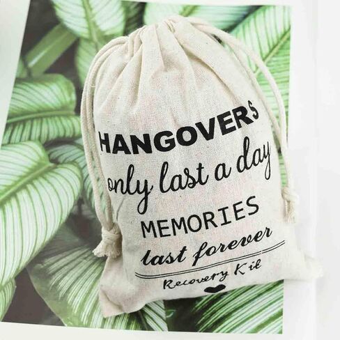 AOODOOM Bachelorette Party Favors Hangover Kit - 10 PCS (5'' x 7'') Party Favor Bags with 10 PCS Gift Tags and Cotton Drawstring for Wedding Survival Recovery Kit and Bridesmaid Gifts in Saudi Arabia