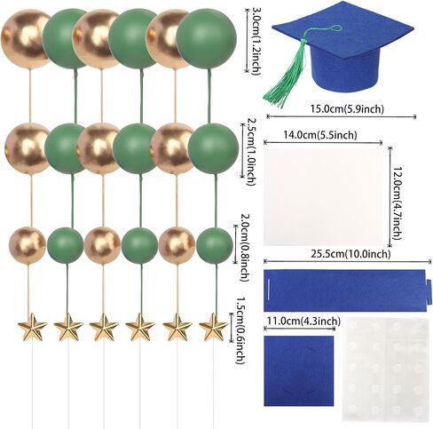 25 PCS 2025 Graduation Cake Toppers Diploma Congrats 2025 Grad Cap Cake Topper with Tassel Balls Cupcake Toppers for Class of 2025 Senior School Graduation Party Cake Decorations Supplies Black Gold in Saudi Arabia