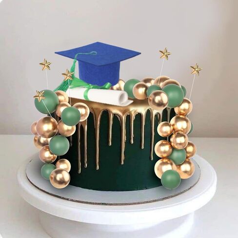 25 PCS 2025 Graduation Cake Toppers Diploma Congrats 2025 Grad Cap Cake Topper with Tassel Balls Cupcake Toppers for Class of 2025 Senior School Graduation Party Cake Decorations Supplies Black Gold in Saudi Arabia