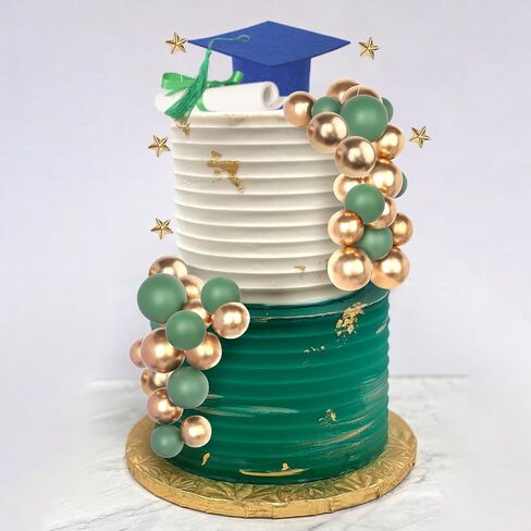 25 PCS 2025 Graduation Cake Toppers Diploma Congrats 2025 Grad Cap Cake Topper with Tassel Balls Cupcake Toppers for Class of 2025 Senior School Graduation Party Cake Decorations Supplies Black Gold in Saudi Arabia