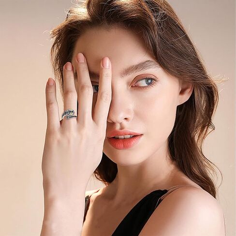 Louts Rings for Women Sterling Silver Spoon Rings Vintage Adjustable Antique Thumb Rings for Women Boho Flower Wide Opal Ring in Saudi Arabia