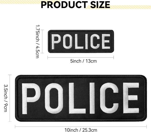 Police Embroidered Patches are Durable, for Uniforms, Vests, Jackets, Carriers, Hats. Two Sizes: Small and Large.(Police, Black) in Saudi Arabia