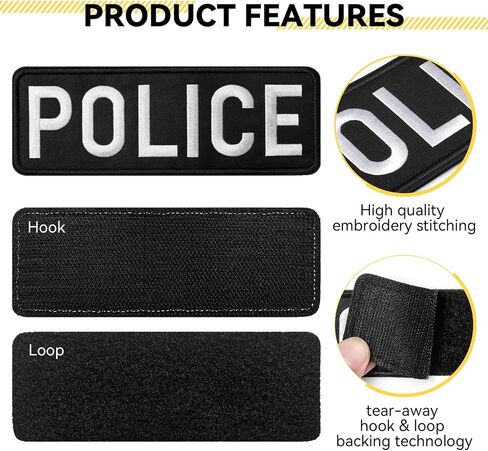 Police Embroidered Patches are Durable, for Uniforms, Vests, Jackets, Carriers, Hats. Two Sizes: Small and Large.(Police, Black) in Saudi Arabia