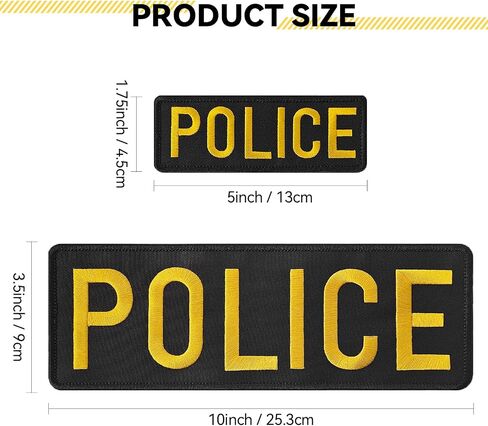 Police Embroidered Patches are Durable, for Uniforms, Vests, Jackets, Carriers, Hats. Two Sizes: Small and Large.(Police, Black) in Saudi Arabia
