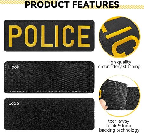 Police Embroidered Patches are Durable, for Uniforms, Vests, Jackets, Carriers, Hats. Two Sizes: Small and Large.(Police, Black) in Saudi Arabia