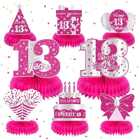 8pcs Pink Sweet Sweet 16th Party Party Decorations Girls Happy 16th Table Birthday Censhereds of table Decor in Saudi Arabia