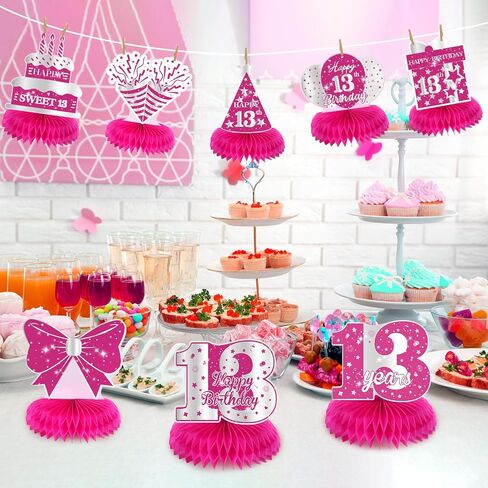 8pcs Pink Sweet Sweet 16th Party Party Decorations Girls Happy 16th Table Birthday Censhereds of table Decor in Saudi Arabia