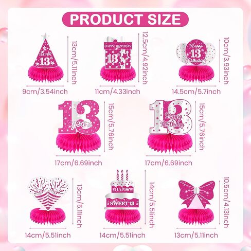 8pcs Pink Sweet Sweet 16th Party Party Decorations Girls Happy 16th Table Birthday Censhereds of table Decor in Saudi Arabia