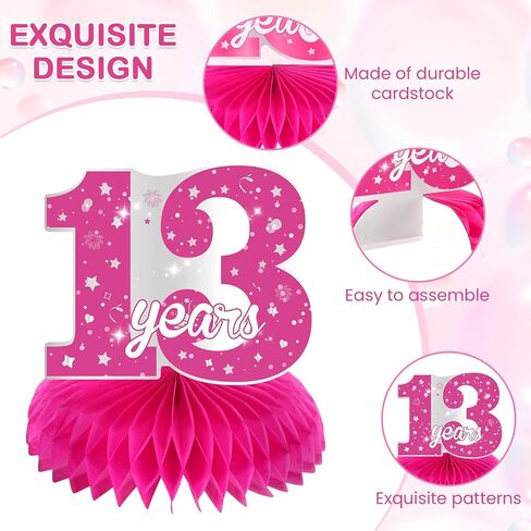 8pcs Pink Sweet Sweet 16th Party Party Decorations Girls Happy 16th Table Birthday Censhereds of table Decor in Saudi Arabia