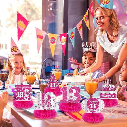 8pcs Pink Sweet Sweet 16th Party Party Decorations Girls Happy 16th Table Birthday Censhereds of table Decor in Saudi Arabia