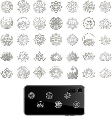 OLYCRAFT 35pcs 0.8x0.8 Inch Silver Metal Stickers Lotus Metal Sticker Self Adhesive Stickers Flower Theme Epoxy Sticker Pyramid Decals for DIY Scrapbooks Epoxy Resin Decoration in Saudi Arabia
