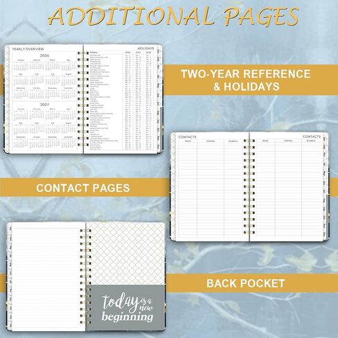 2026 Planner - Weekly & Monthly Planner 2026, January 2026 - December 2026, 6.4" x 8.5", Durable Metal Rings, Elastic Closure, 12 Monthly Tabs, Back Pocket in Saudi Arabia