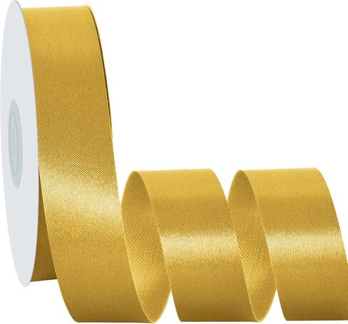 Gold Yellow Double Face Satin Ribbon, 7/8 Inch 25 Yards Fabric Silk Ribbon for Craft, Wreath Bow, Gift Wrapping, Wedding, Christmas Party Decoration in Saudi Arabia
