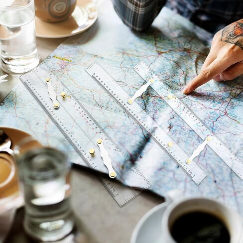 Marine Parallel Ruler with Clear Scales 12 Inches Parallel Ruler with Brushed Aluminum Arms Nautical Charts Navigation Tools for Boat Ship Navigation Drawing in Kuwait