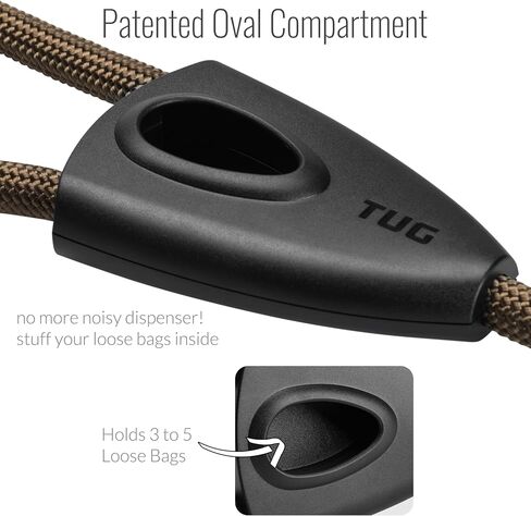TUG 5 FT Dog Leash with Integrated Oval Dispenser Holds 3 Loose Dog Waste Bags (Black) in Saudi Arabia