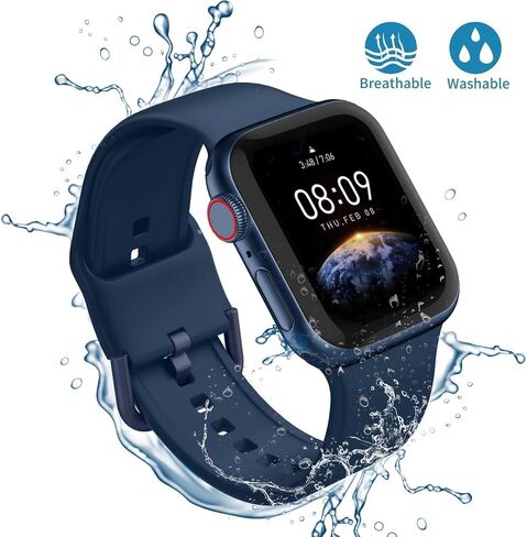 سوار سيليكون رياضي لسلسلة iWatch Bands 9 8 7 6 5 4 3 2 1 SE Ultra، للنساء والرجال، سوار مقاوم للماء متوافق مع سوار ساعة Apple 38 مم 40 مم 41 مم 42 مم 44 مم 45 مم 49 مم in Kuwait