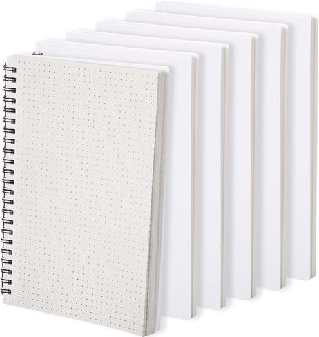 6 أجهزة كمبيوتر محمولة حلزونية ورق الرسم البياني ورصاصة ورقة منقطة A5 Notepads ، 5.7 "× 8.3" ، 160 صفحة ، 80 GSM ورقة سميكة ، غلاف بلاستيكي مقاوم للماء (ورق منقط) in Kuwait
