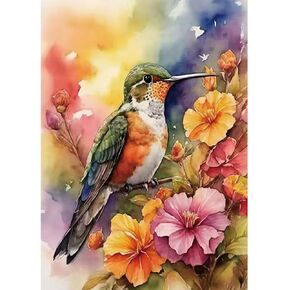 Kulvci Hummingbird Diamond Painting Kits for Adults, Diamond Art Kits for Beginners, 5D DIY Full Drill Gem Craft for Home Decor Gift 12x16inch