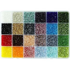 2x6mm Glass Tube & Seed Beads Kit - 5000+ Assorted Colors Craft Beads for DIY Jewelry Making, Bracelets, Necklaces, Art Projects