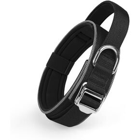 Tactical Dog Collar - Military Dog Collar, Adjustable Heavy Duty Metal Buckle Nylon Dog with Control Handle for Small Medium Large Dogs (Black, M)