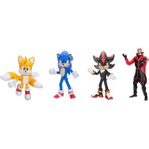 Sonic 3 Movie 5-InchAction Figure 4-Pack, Articulated Figures from Jakks Pacific's Wave 1 Include Sonic, Shadow, Tails, and Ivo Robotnik!
