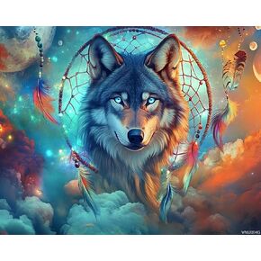 VNUIEHG Paint by Numbers Kit for Adults Digital Painting Wolf Hobbies for Women Gifts, Oil Painting Set Craft, 3 Brushes and Acrylic Paints, Home Decor 16x20 inch