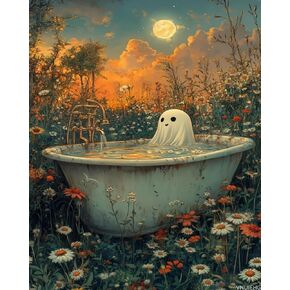 VNUIEHG A Ghost in The Bathtub Paint by Numbers Kit for Adults, Modern Aesthetic Paint by Number on Canvas, Abstract Art Digital Oil Painting Kits Suitable for Home Wall Decoration Gift 16" x 20"