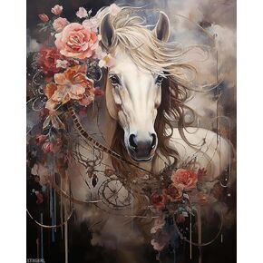 XTXGERL Paint by Numbers Horse for Adults, Acrylic Oil Painting by Numbers Kits for Beginner with Paintbrushes Brushes Paintwork Art Canvas for Home Decor 16x20 inch / 40x50 cm
