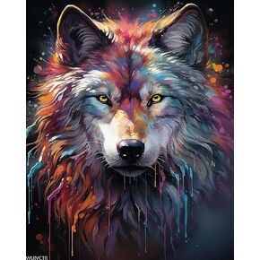 WUIVCTR Paint by Numbers Wolf for Adults, Acrylic Oil Painting by Numbers Kits for Beginner with Paintbrushes Brushes Paintwork Art Canvas for Home Decor 16x20 inch / 40x50 cm