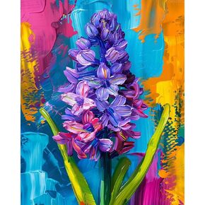 OKSGYTA Colorful Flowers Paint by Number for Adults Beginner, Hyacinth DIY Acrylic Watercolor Painting by Numbers Beginners 16x20 inch Painting Craft on Canvas Home Decor (Without Frame)