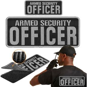 2 PCS Armed Security Officer Patch 4x10 & 2x5 Hook on Back - Security Patches for Uniforms with Embroidered Letters