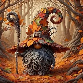 Autumn Forest Gnome Tree Diamond Art Kits for Adults, 5D Diamond Painting Kits for Adults Beginners, DIY Full Round Drill Diamond Dot Painting Gem Art Kits for Adult, Home Wall Decor 13.8x13.8 Inch